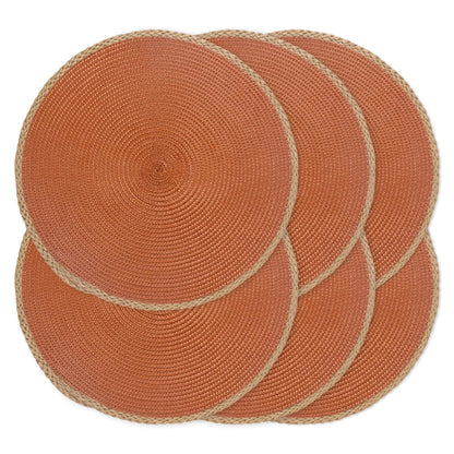 Round Placemats Set of 6, Woven Table Mats, Thin Edge, Green