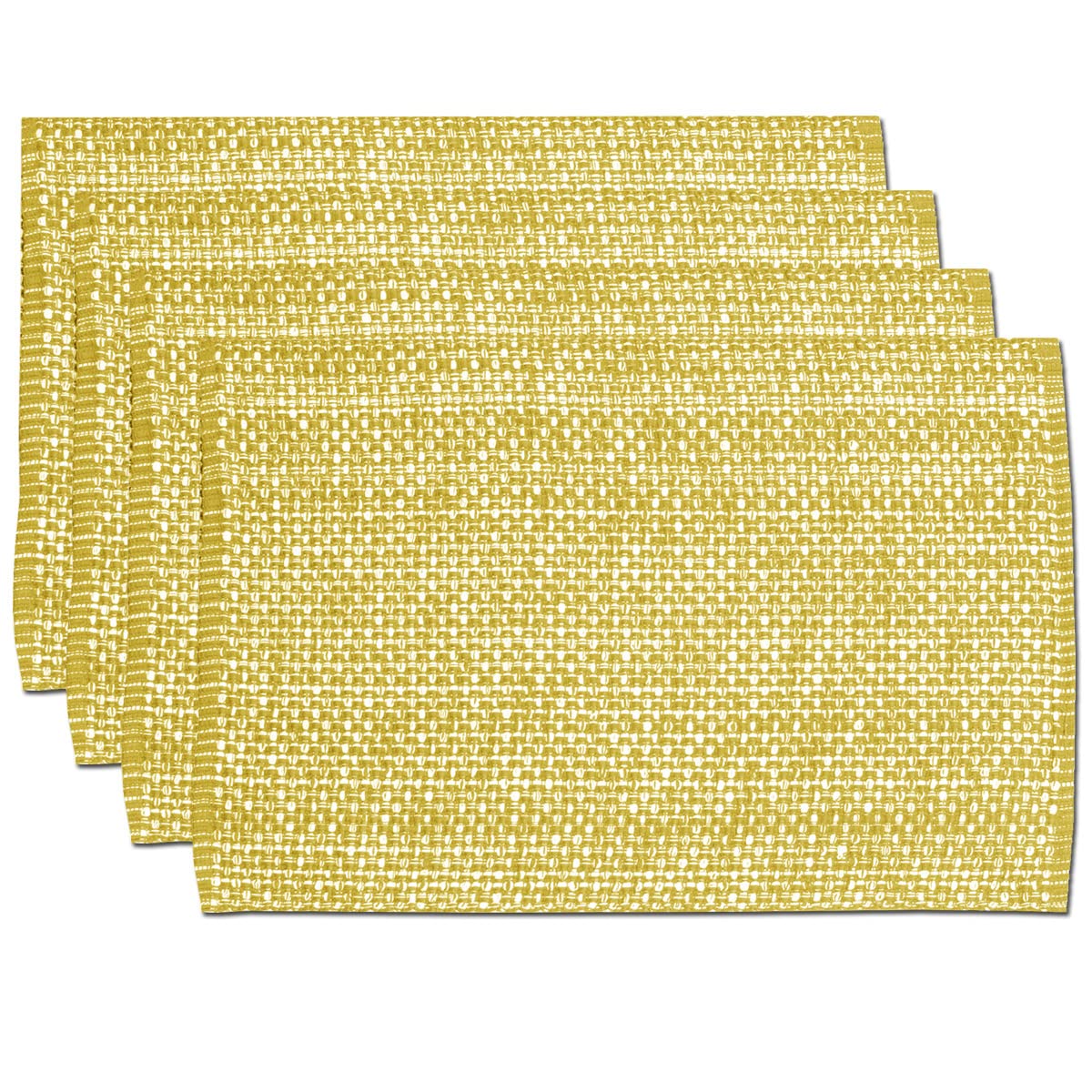 Sweet Home Collection 100% Cotton Placemats for Dining Room Rectangle Two Tone Woven Fabric 13" x 19" Soft Durable Table Mat Set, Set of 6, Dark Blue