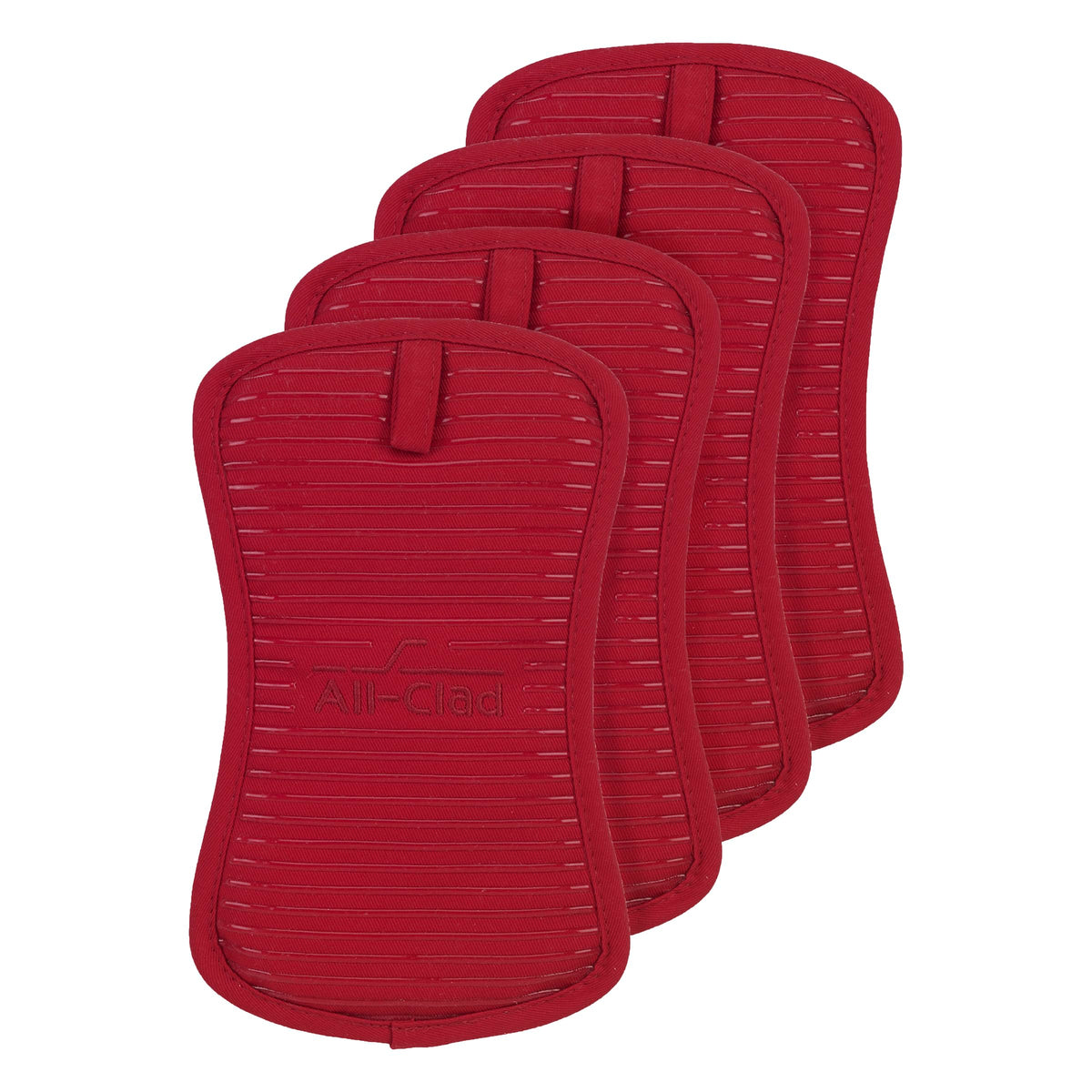 All-Clad Premium Pot Holder & Heating Pad, (2-Pack) Heat Resistant to 500 Degrees, 100% Cotton 10"x6.25" for Kitchen and Barbeque, Chili Red
