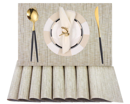 PIGCHCY Placemats,Durable Placemats for Dining Table,Washable Woven Vinyl Kitchen Placemats Set of 4 (Brown)