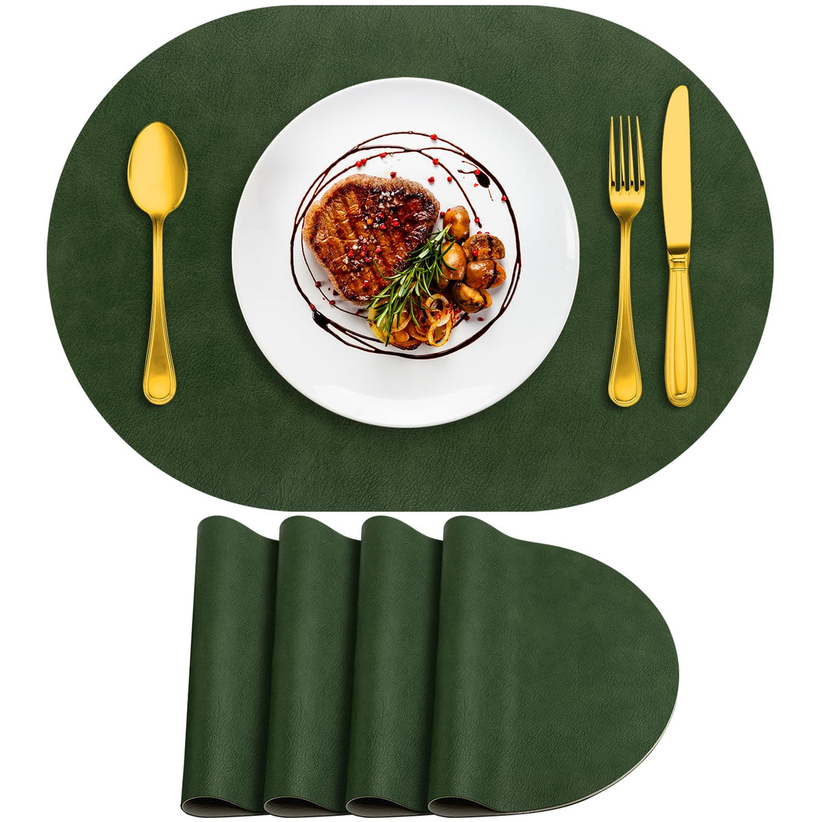 ADRIMER Faux Leather Placemats Set of 6, Heat Resistant 13"x13", Walnut