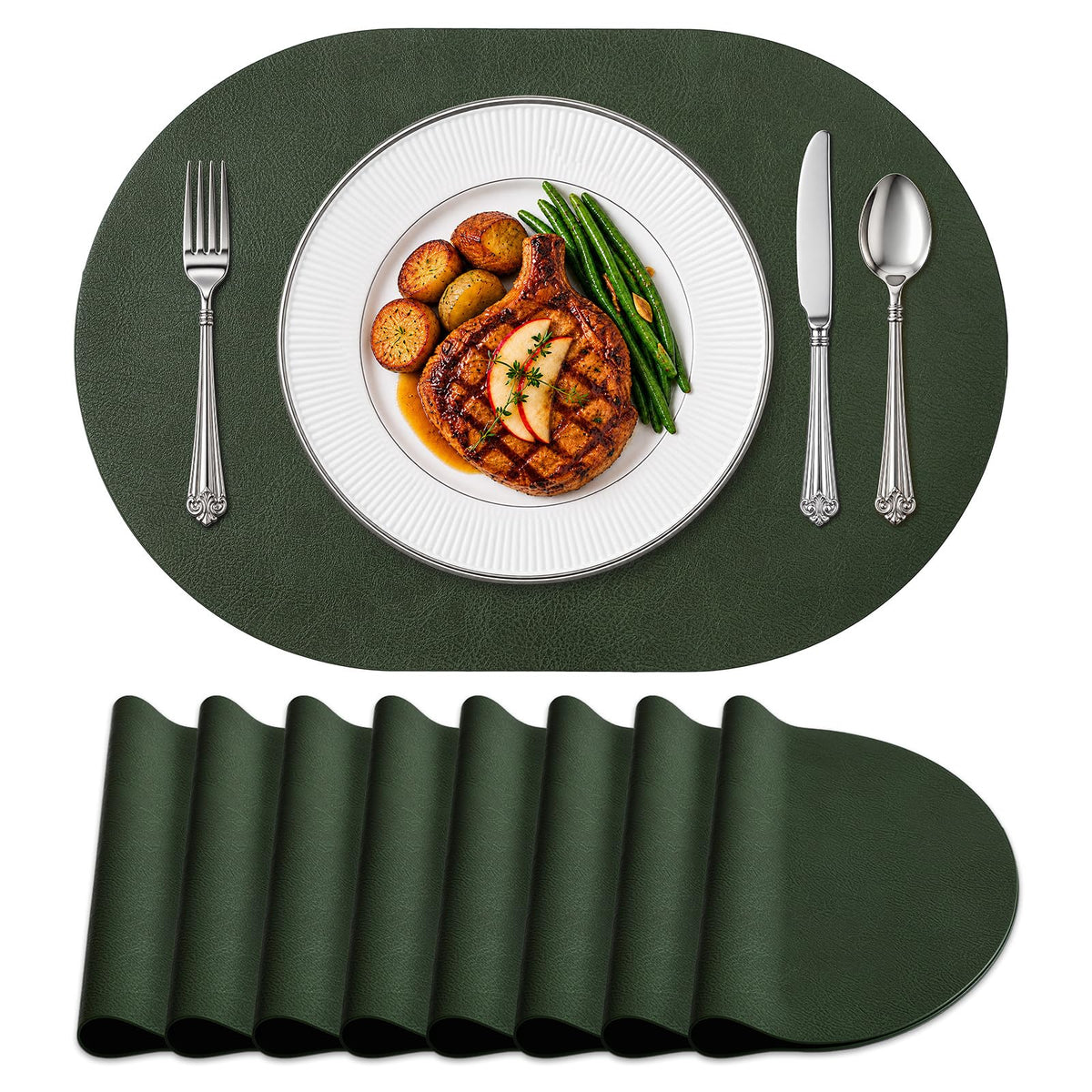 homing Heat Resistant Oval Placemats Set of 6 Non-Slip, Reddish Brown
