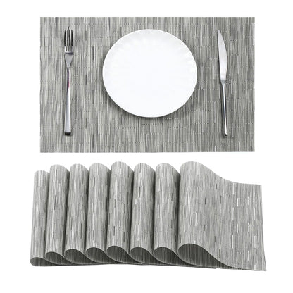 Woven Vinyl Beige Placemats Set of 12, Linen Look & Easy to Clean