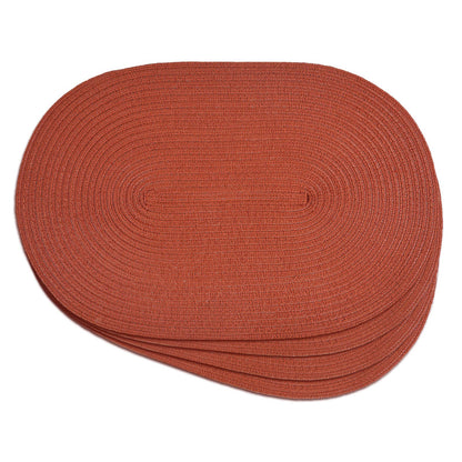 Placemats Set of 6, Woven Oval Braided Dining Table Mats(Brown)