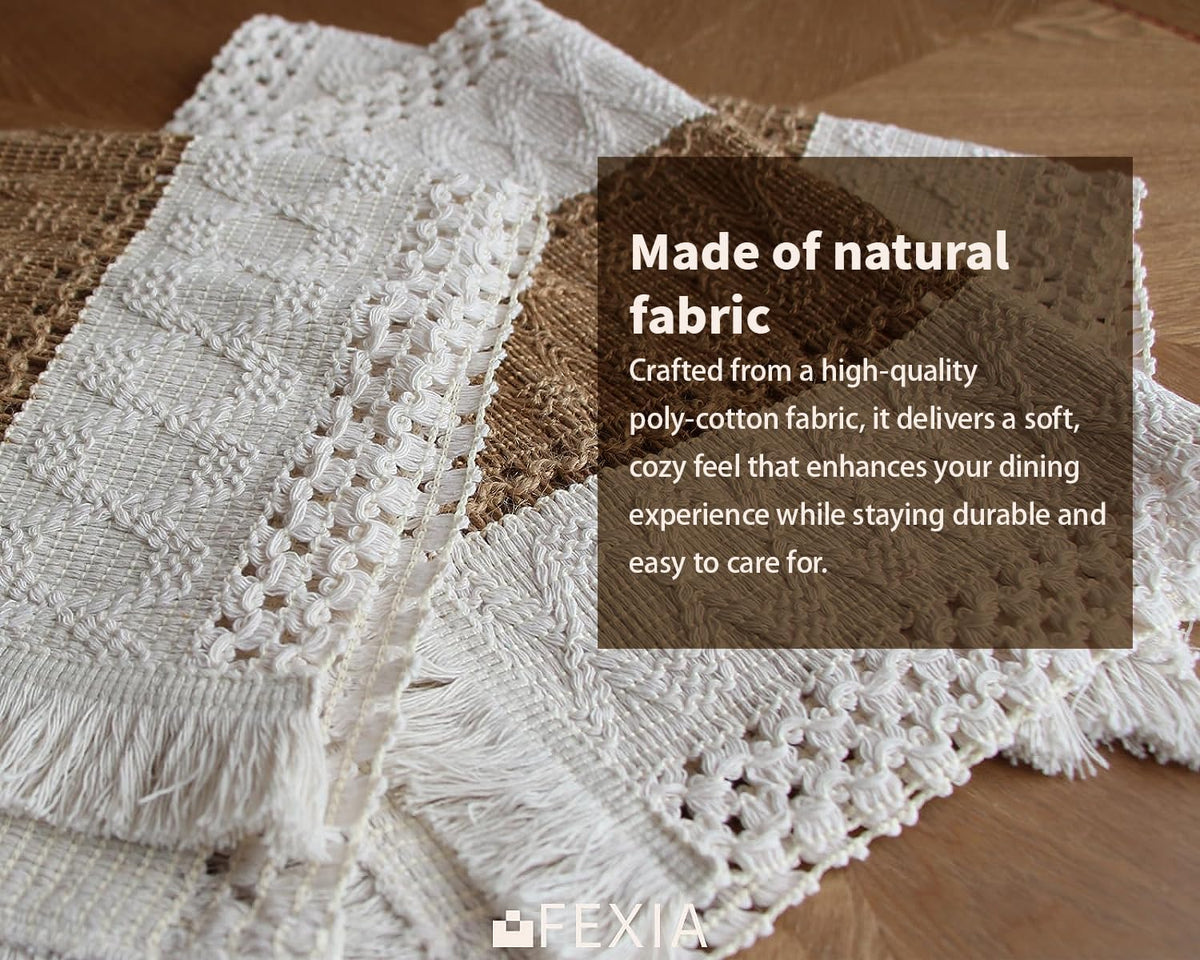 FEXIA Boho Placemats Set of 6, Macrame Table Mats Farmhouse Dining Decor