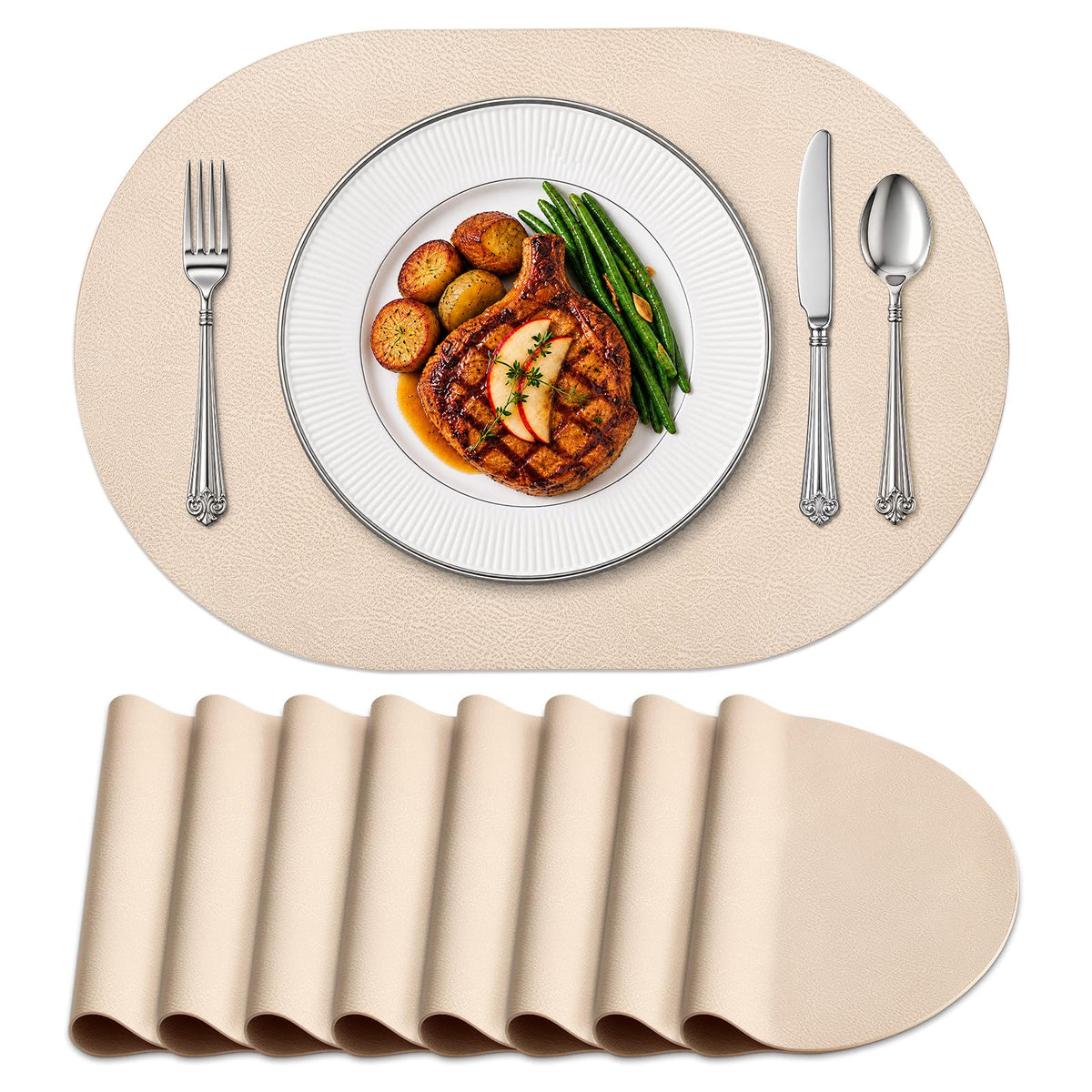 homing Heat Resistant Oval Placemats Set of 6 Non-Slip, Reddish Brown