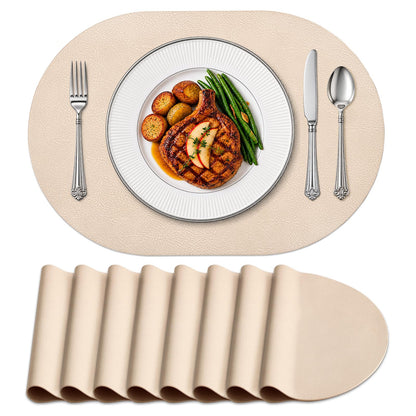 homing Heat Resistant Oval Placemats Set of 6 Non-Slip, Reddish Brown