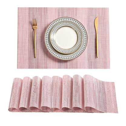 Woven Vinyl Beige Placemats Set of 12, Linen Look & Easy to Clean