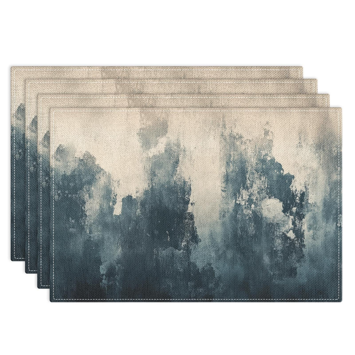 Emvency Farmhouse Placemats Set of 4, 12x18 Inch, Blue and Orange
