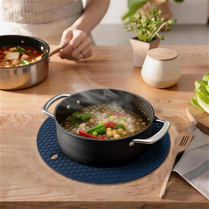 Silicone Trivet Mats,Heat Resistant Pot Holders, Multipurpose Non-Slip Hot Pads for Kitchen Potholders, Hot Dishers, Jar Opener, Spoon Holder, Food Grade Silicone(Black Size Round 7''x7'')