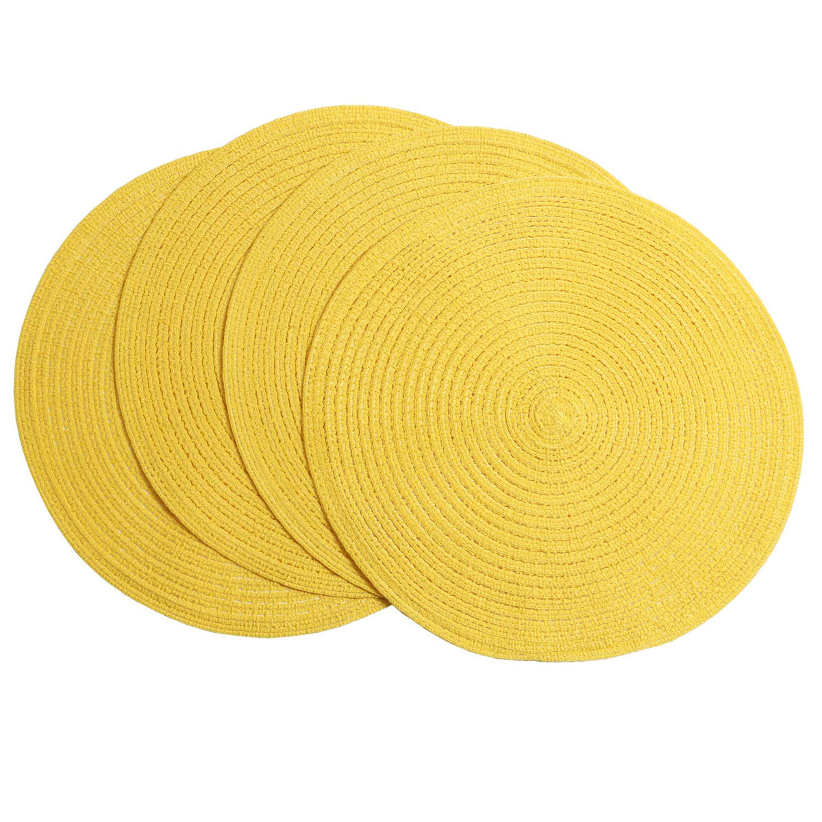SHACOS Round Braided Placemats Set of 8 Cotton Fabric Round Table Mats Non Slip Washable 15 inch Round Place Mats Home Party Table Decor (Beige, 8)