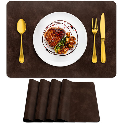ADRIMER Oval Placemats Set of 4, Wipeable Faux Leather, 4 Colors