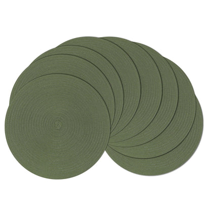 SHACOS Round Braided Placemats Set of 4 Washable Place Mats for Dining Tables 15 inch Non Slip Kitchen Table Mats (Beige, 4)