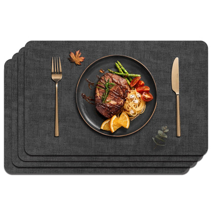 Maxpearl Faux Leather Placemats Set of 6, Easy to Clean, Brown