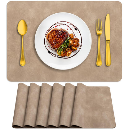ADRIMER Oval Placemats Set of 4, Wipeable Faux Leather, 4 Colors