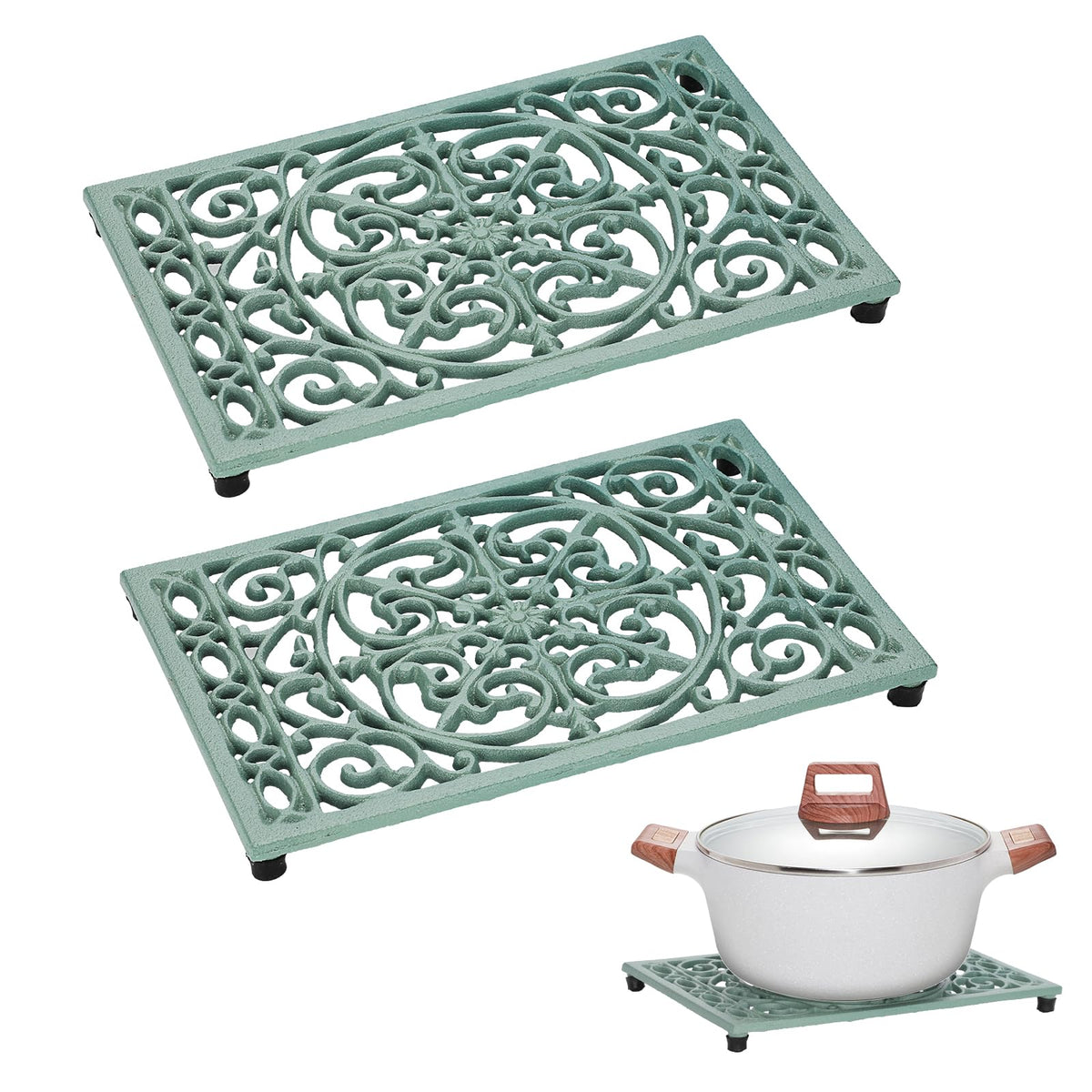 Sumnacon Cast Iron Trivet 2Pcs Heat Resistant Trivets for Hot Pots and Pans