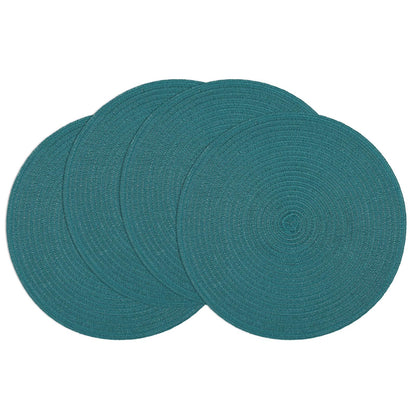 SHACOS Round Braided Placemats Set of 4 Dining Table Placemats 15 inch Circle Place Mats Easy to Clean Table Mats Indoor Outdoor, Blue Gray