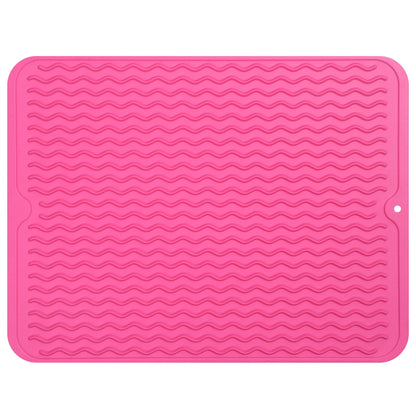 MicoYang Silicone Dish Drying Mat — Quick-Dry Ridges Counter & Sink Pad, Heat-Resistant Trivet to 450°F, Non-Slip & Dishwasher Safe, Roll-Up Storage, 18 Colors & 9 Sizes (Black, 16"×12")