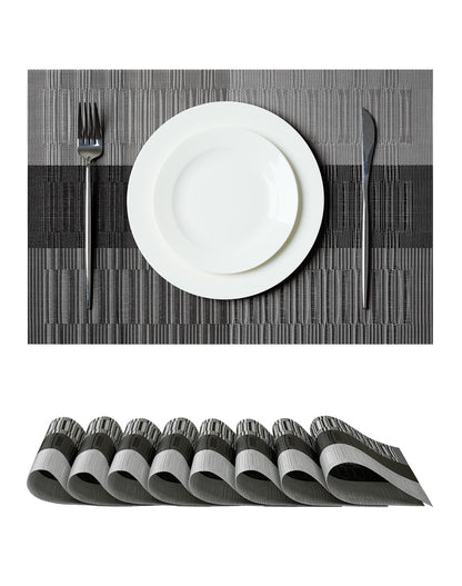 Woven Vinyl Beige Placemats Set of 12, Linen Look & Easy to Clean