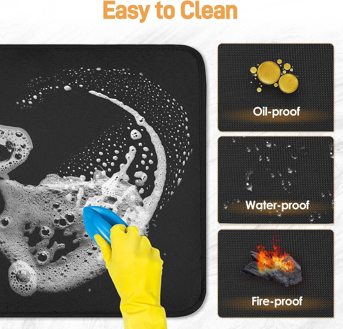2 PCS Heat Resistant Mats for Countertop Air Fryer, 18x15in, Black