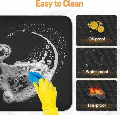 2 PCS Heat Resistant Mats for Countertop Air Fryer, 18x15in, Black