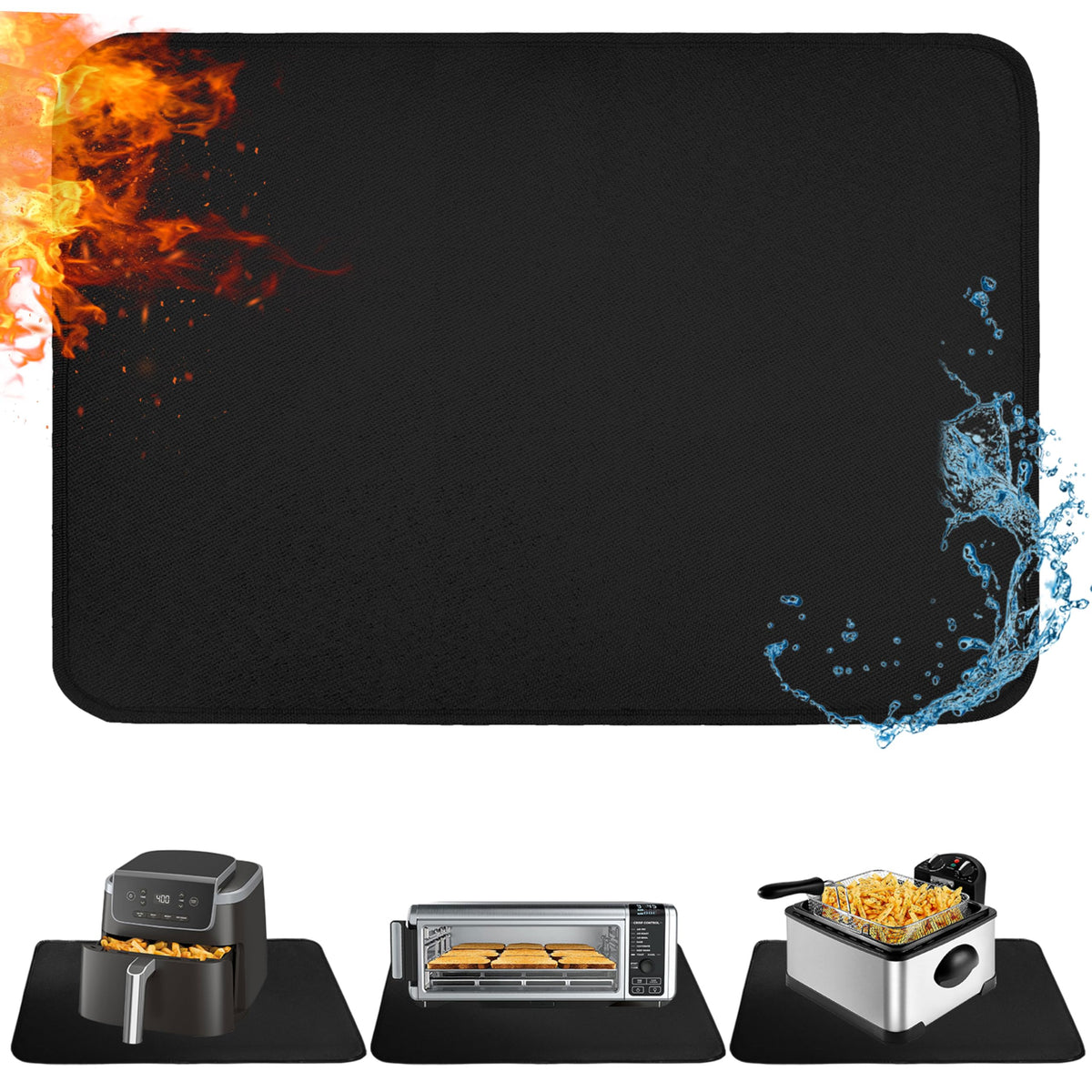 TOHONFOO Heat Resistant Mats for Countertop & Air Fryer, 18x15 in, Gray