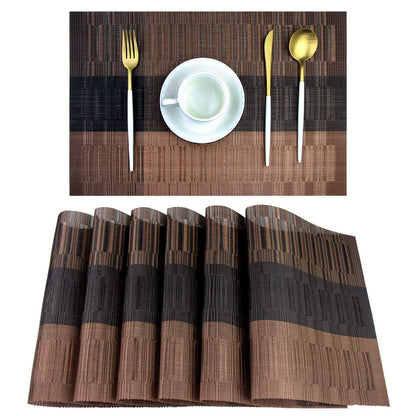 PIGCHCY Placemats,Durable Placemats for Dining Table,Washable Woven Vinyl Kitchen Placemats Set of 4 (Brown)