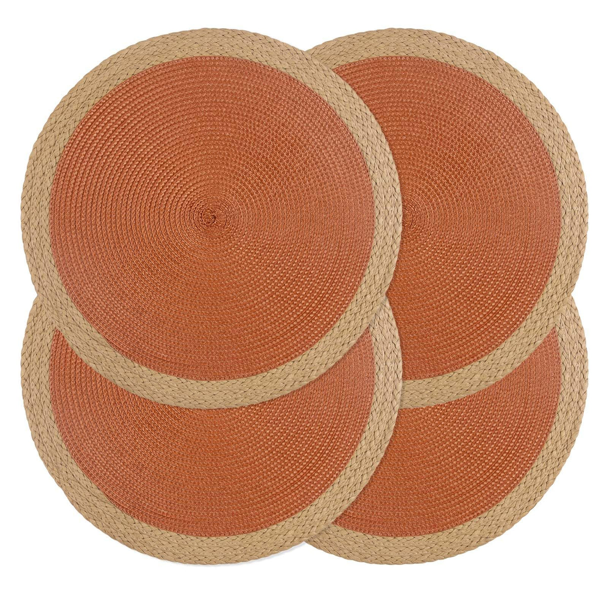 Round Placemats Set of 6, Woven Table Mats, Thin Edge, Green