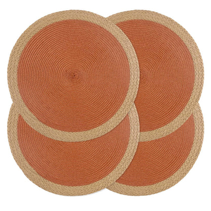 Round Placemats Set of 6, Woven Table Mats, Thin Edge, Green