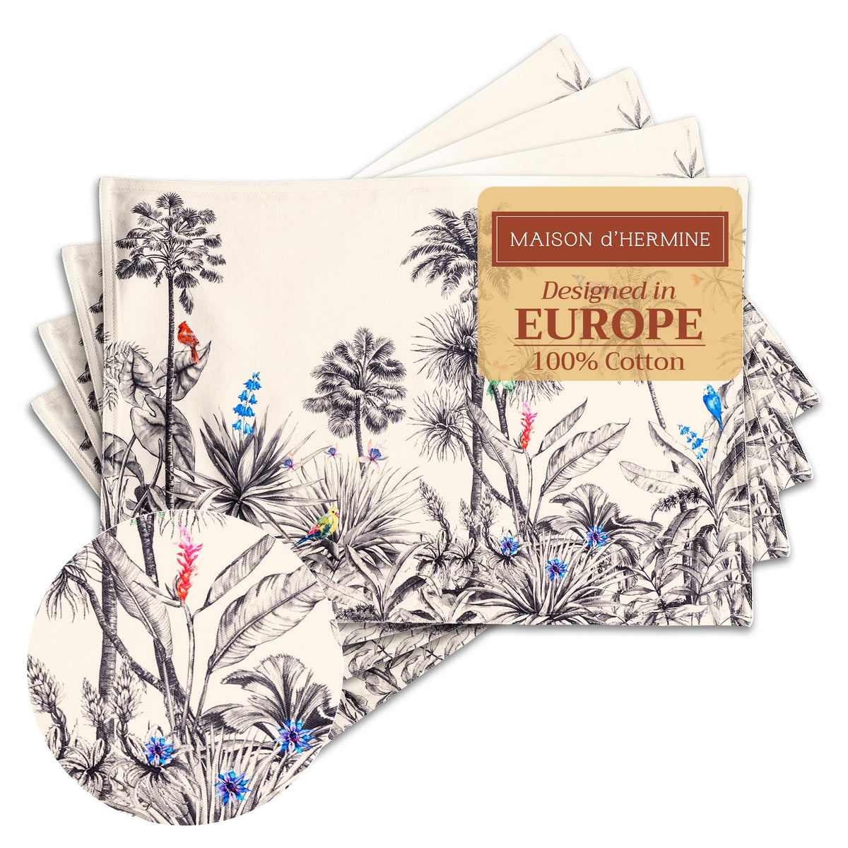 Maison d' Hermine Placemats Set of 4 Reusable 100% Cotton (13"x19")
