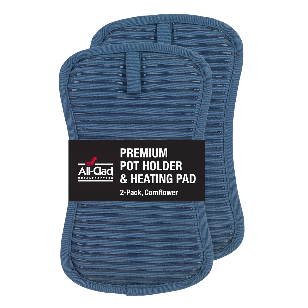 All-Clad Premium Pot Holder & Heating Pad, (2-Pack) Heat Resistant to 500 Degrees, 100% Cotton 10"x6.25" for Kitchen and Barbeque, Chili Red
