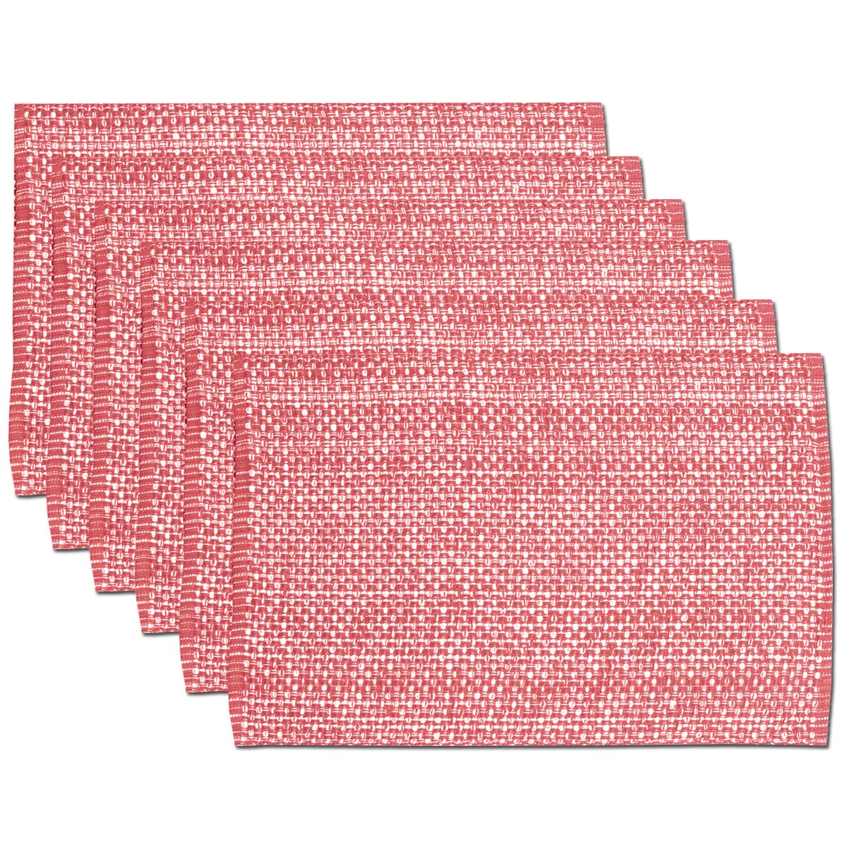 Sweet Home Collection 100% Cotton Placemats for Dining Room Rectangle Two Tone Woven Fabric 13" x 19" Soft Durable Table Mat Set, Set of 6, Dark Blue