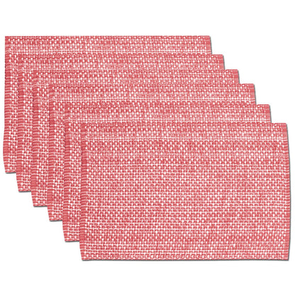 Sweet Home Collection 100% Cotton Placemats for Dining Room Rectangle Two Tone Woven Fabric 13" x 19" Soft Durable Table Mat Set, Set of 6, Dark Blue