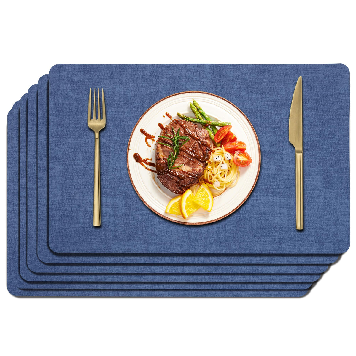 Maxpearl Faux Leather Placemats Set of 6, Easy to Clean, Brown