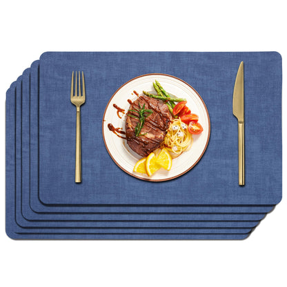 Maxpearl Faux Leather Placemats Set of 6 - Waterproof - Wipe Clean - Heat Resistant - Anti Slip Dining Table Place Mats, Suitable for Indoor & Outdoor Use, 17’’x12’’, Ivory White