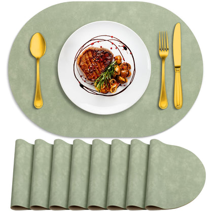 ADRIMER Faux Leather Placemats Set of 6, Heat Resistant 13"x13", Walnut