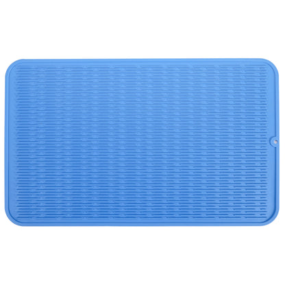 MicoYang Silicone Dish Drying Mat — Quick-Dry Ridges Counter & Sink Pad, Heat-Resistant Trivet to 450°F, Non-Slip & Dishwasher Safe, Roll-Up Storage, 18 Colors & 9 Sizes (Black, 16"×12")