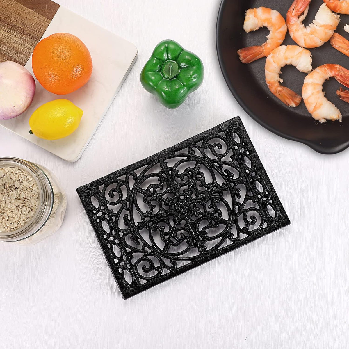 Sumnacon Cast Iron Trivet 2Pcs Heat Resistant Trivets for Hot Pots and Pans