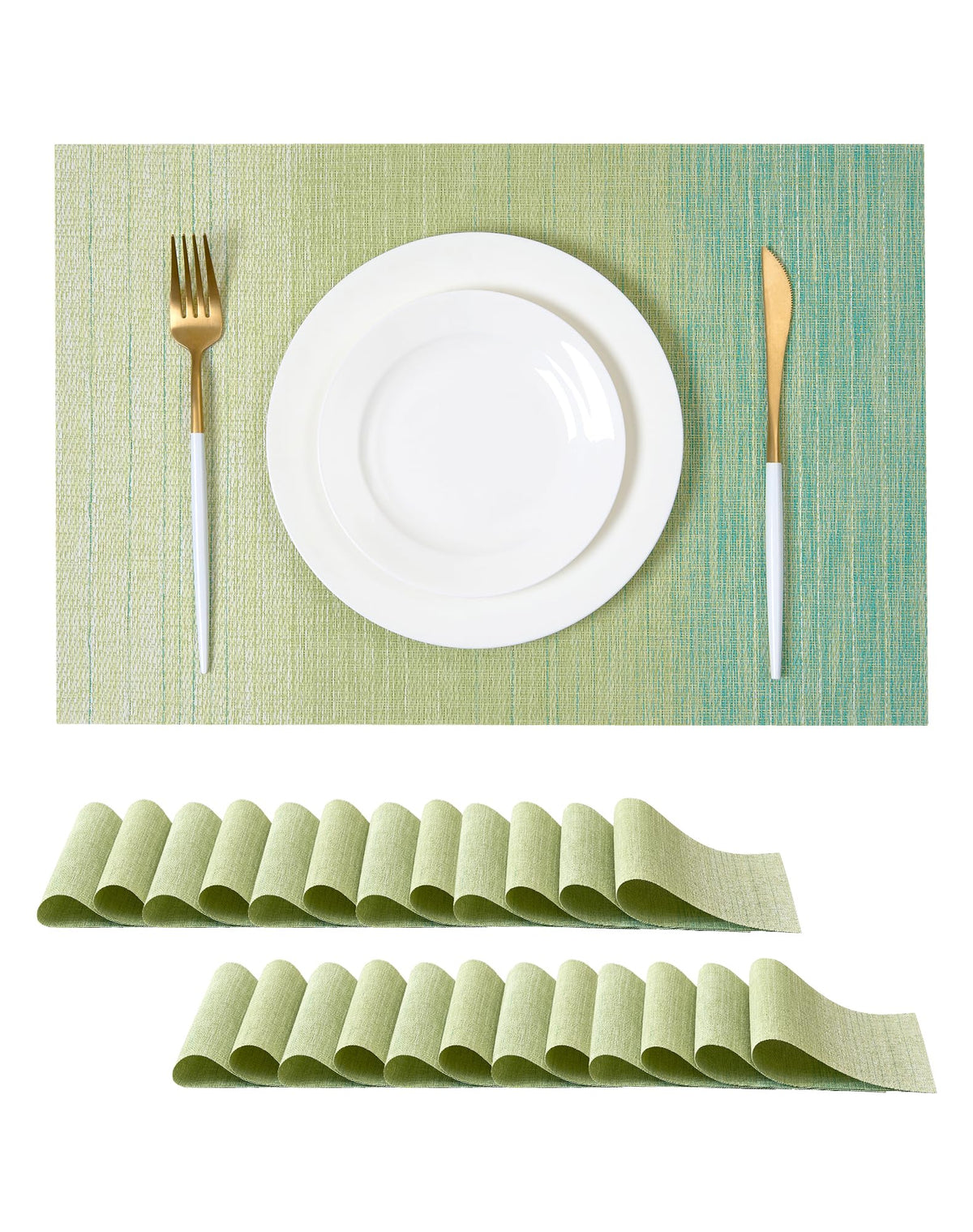 Beige Placemats Set of 8 - Heat-Resistant, Non-Slip Table Mats, Washable Woven Vinyl for Indoor & Outdoor Dining