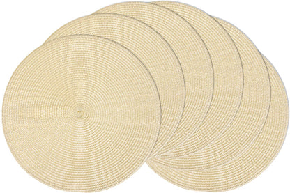 AHHFSMEI Round Braided Placemats Set of 6 15 Inch Burnt Orange Table Mats