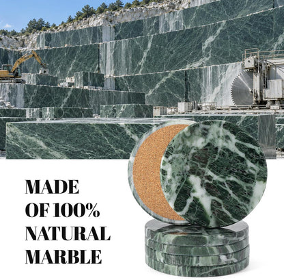 Koville Luxury Green Marble Coasters Set of 6 for Home Decor