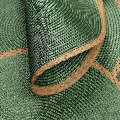 Round Placemats Set of 6, Woven Table Mats, Thin Edge, Green
