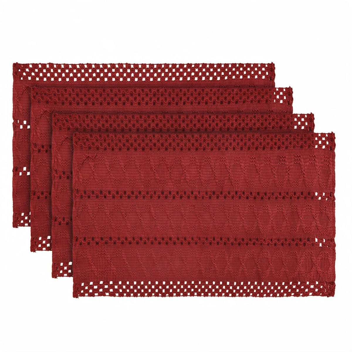 Artoid Mode Red Farmhouse Woven Rustic Hollow Placemats Set of 4-12x18 Inch