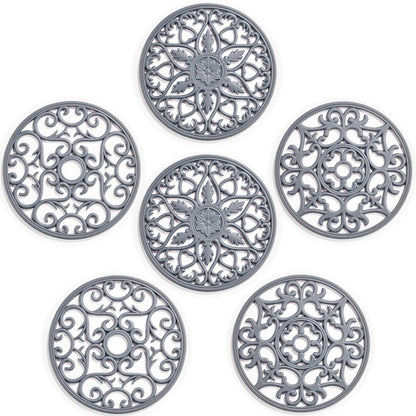 SMARTAKE 6 Set Silicone Trivet Mats for Hot Dishes Pots and Pans (Black)