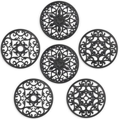 SMARTAKE 6 Set Silicone Trivet Mats for Hot Dishes Pots and Pans (Black)