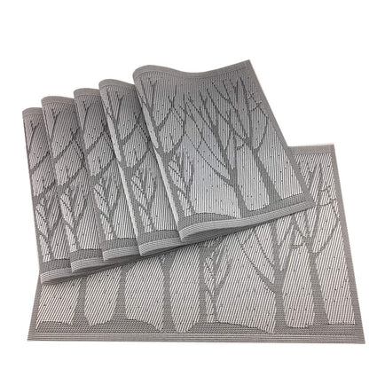 Place Mats PVC Set of 6, Table Placemats Set of 6 PVC Table Mats Natural Color (6 pcs, Red Leaves)