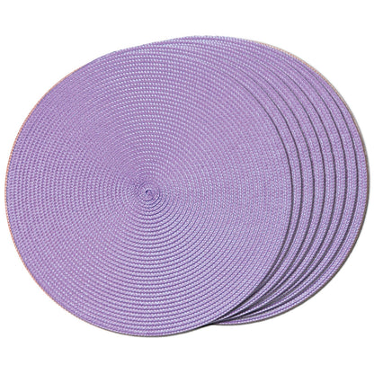 FunWheat Round Braided Placemats Set of 6 Table Mats for Dining Tables Woven Washable Non-Slip Place mats 15 in(Blue, 6pcs)
