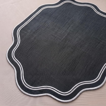 Breling 6 Pcs Cotton Placemats Cotton, Scalloped Edge Sage Green