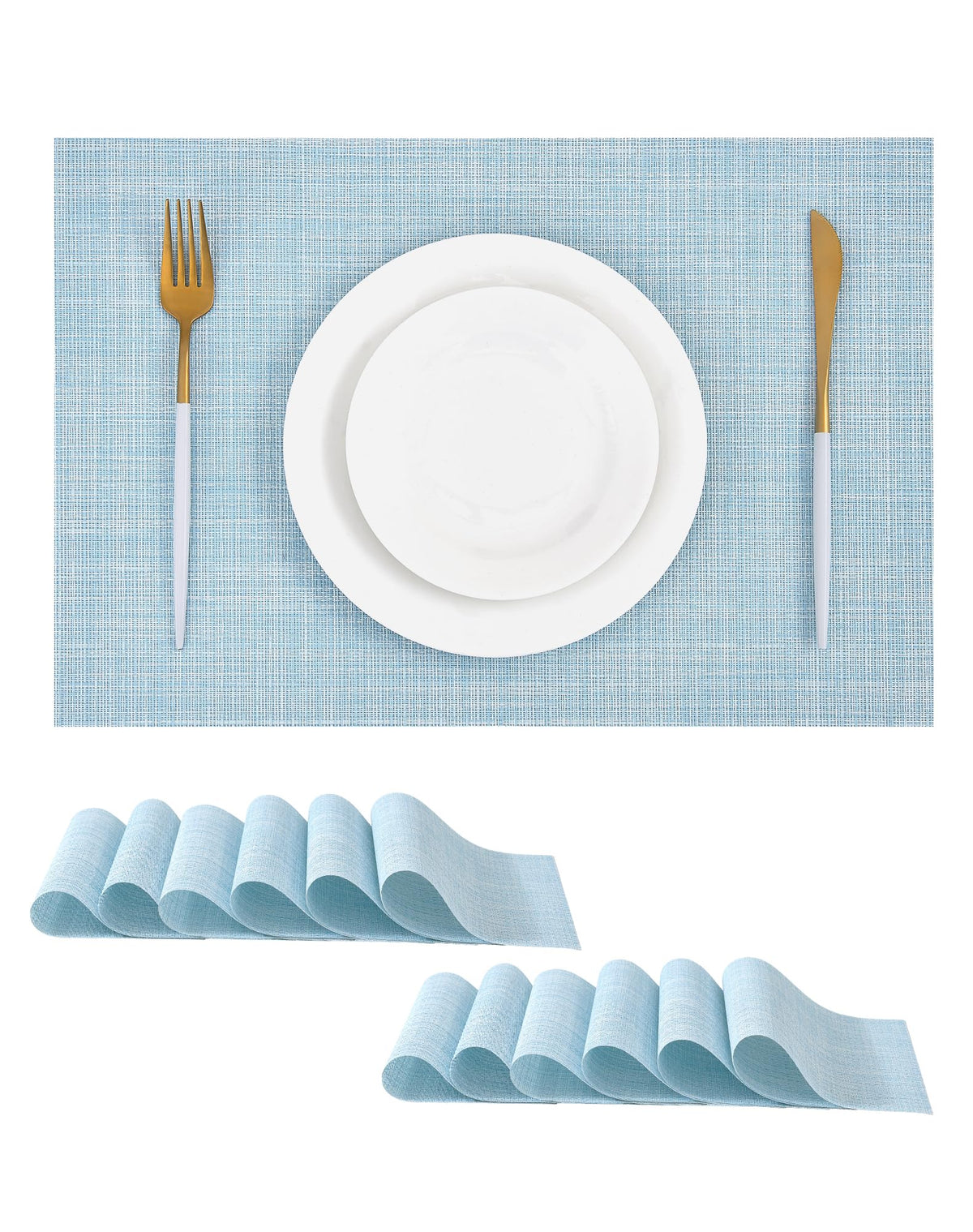 Beige Placemats Set of 8 - Heat-Resistant, Non-Slip Table Mats, Washable Woven Vinyl for Indoor & Outdoor Dining