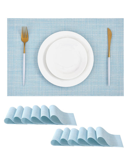 Beige Placemats Set of 4 - Heat-Resistant, Non-Slip Table Mats, Washable Woven Vinyl for Indoor & Outdoor Dining
